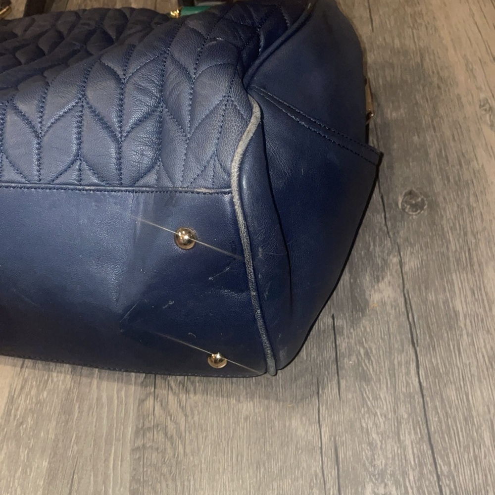 Ralph Lauren Blue Quilted Leather Zip Satchel - Picture 9 of 12